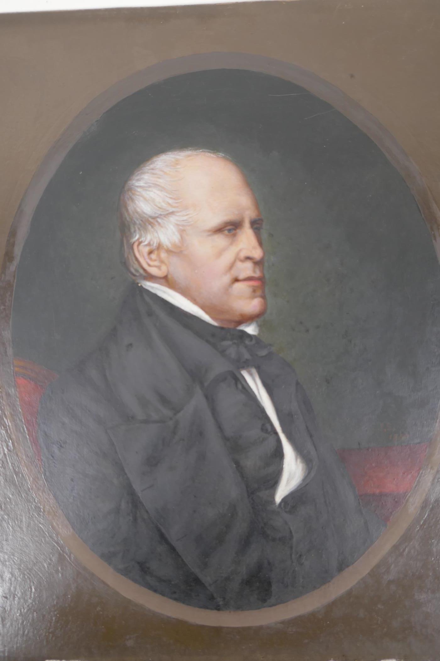 A portrait of a gentleman, C19th, oil on artist's board, 9" x 11" - Image 4 of 4