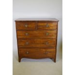 A Victorian mahogany chest of two short over three long drawers, 36" x 18" x 39" high