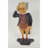 A painted cast iron door stop in the form of Mr Pickwick, 14" high