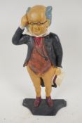 A painted cast iron door stop in the form of Mr Pickwick, 14" high