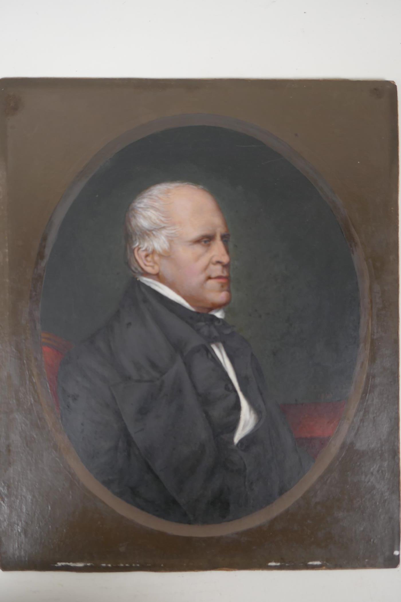 A portrait of a gentleman, C19th, oil on artist's board, 9" x 11" - Image 3 of 4
