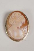 A 9ct gold mounted Cameo brooch