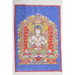 A machine woven Tibetan silk thangka, 17½" x 24½"