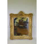 Antique giltwood and composition frame wall mirror, 46" x 57"