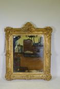 Antique giltwood and composition frame wall mirror, 46" x 57"