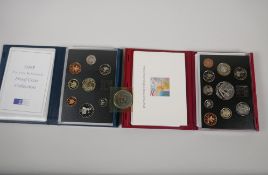 1995 and 1998 United Kingdom proof coin sets in presentation wallets, and a 1981 Royal Wedding crown