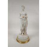 A Copeland parian figure of Venus after John Gibson, with gilt highlights and painted details, on