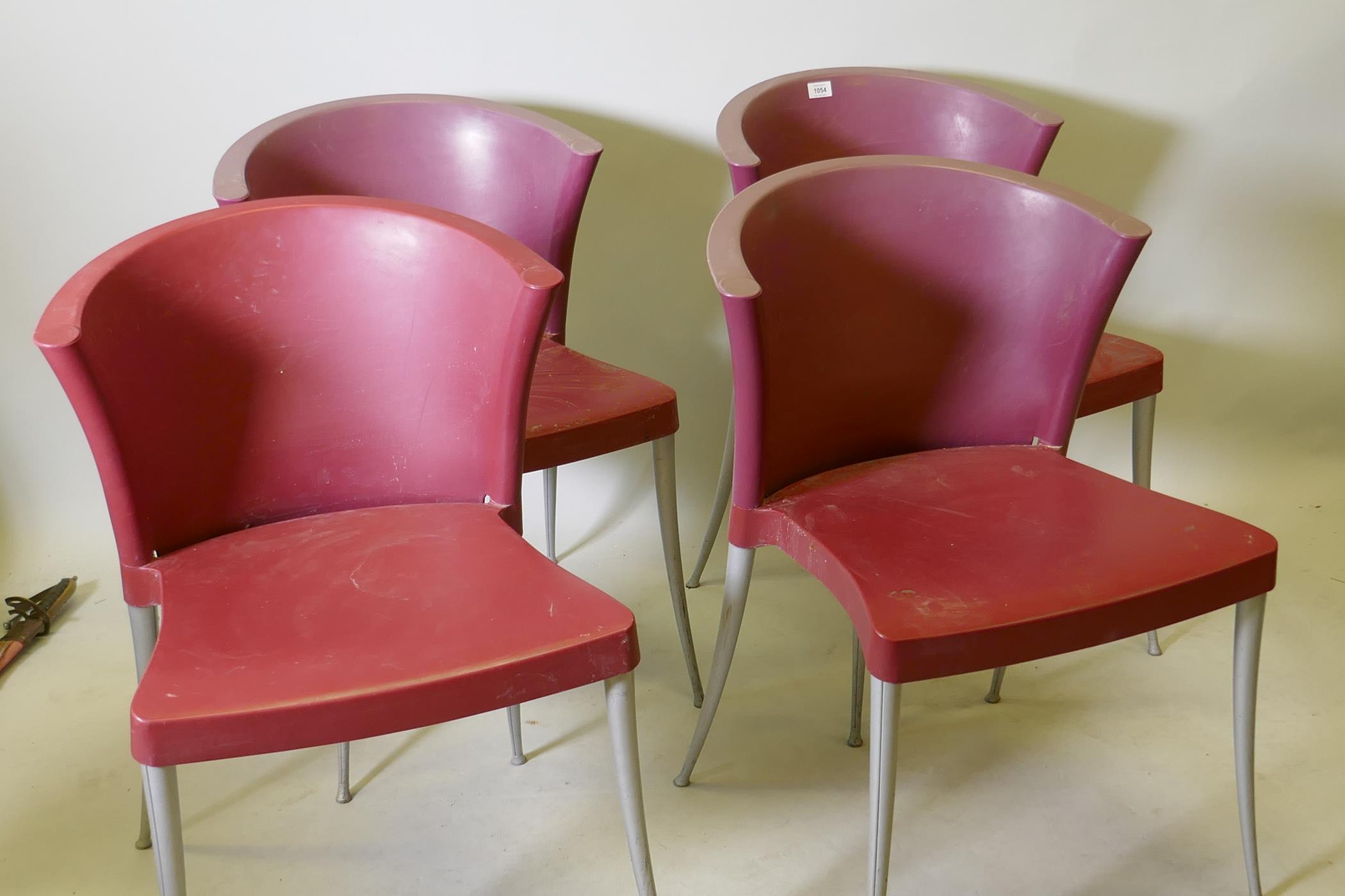 A set of four Spanish Paco Capdell 'Xuxa' stacking chairs, designed by Vicente Soto, 30" high