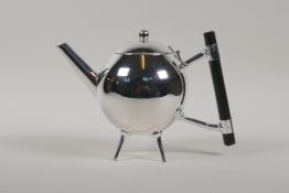 A Christopher Dresser style silver plated ball shaped teapot, 5½" high