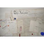 A collection of C19th and C20th legal indentures and a quantity of period black and white