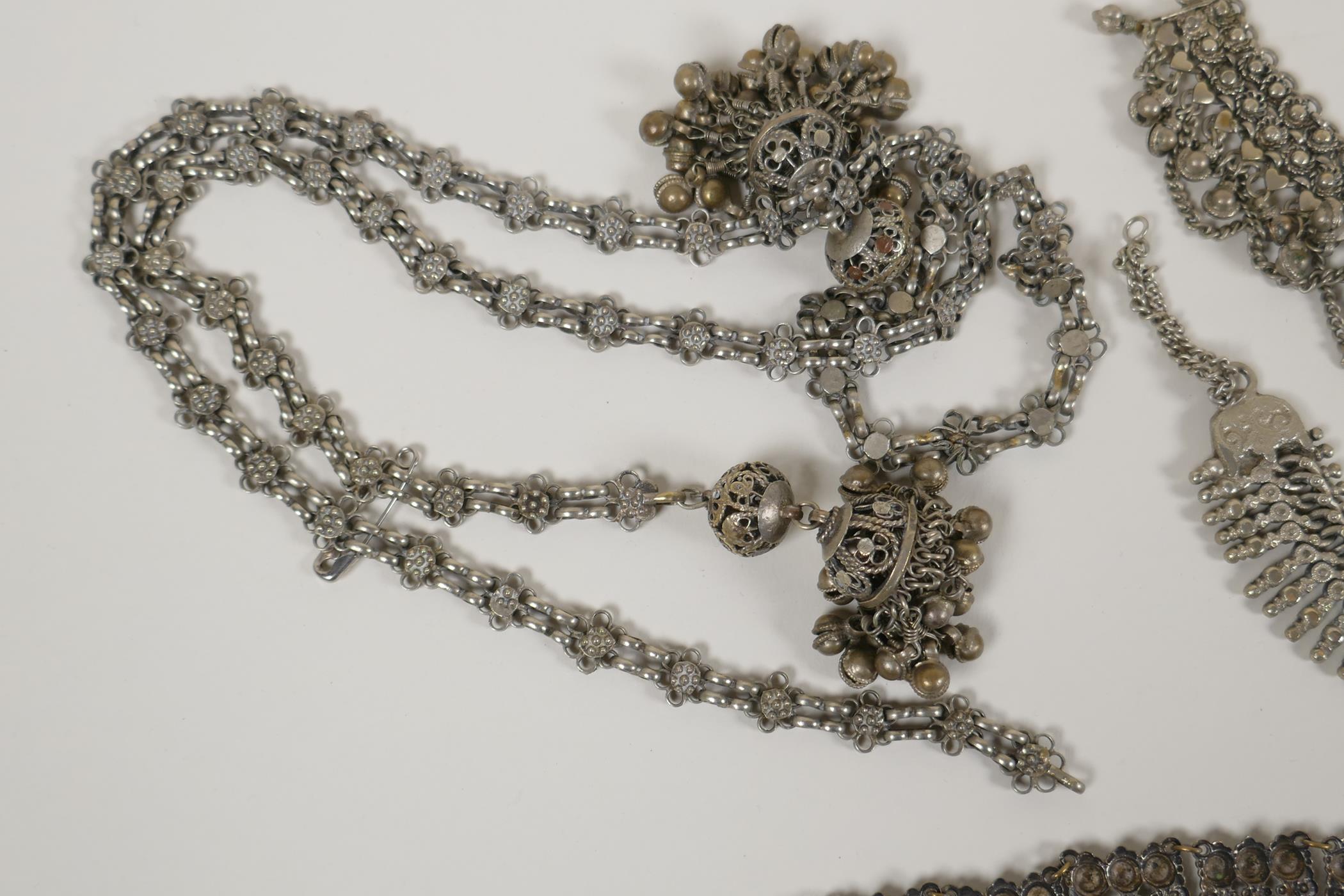 A collection of Indian white metal jewellery including bracelets, necklaces and belts - Image 5 of 5