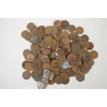 A quantity of mainly British copper and brass coinage, ½p, 1p, 3d pieces, approx 14kg