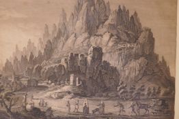 After Philip Thicknesse, View of Montserrat in Catalonia, engraved by Peter Mazelt, pub. 1777, 15" x