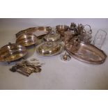 A quantity of silver plate, including tureens and gallery trays