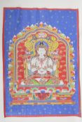 A machine woven Tibetan silk thangka, 17½" x 24½"