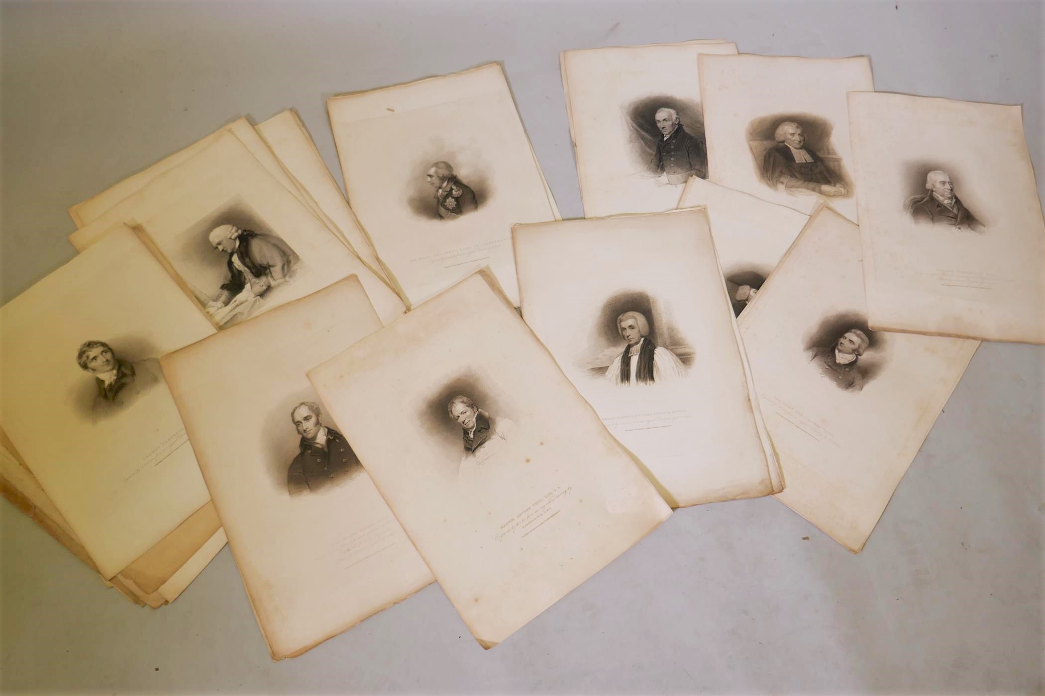 A quantity of early C19th engravings, portraits after Lawrence, Raeburn etc, published by T.
