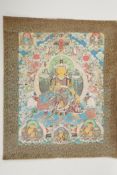 A Tibetan printed thangka, 16" x 19"