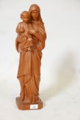 Anton Dapre, carved pine figure of the Madonna & Christ, signed, Anton Dapre B.O.W. and dated