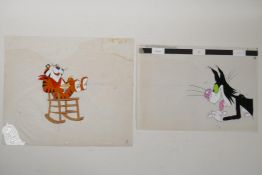 A Frosties 'Tony the Tiger' animation cell from a western themed advertising campaign, and another