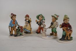 A set of Friedel porcelain figures of children, 5½"