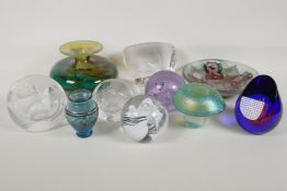 A quantity of decorative glassware to include Mdina, Caithness etc