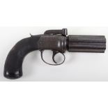 Good 6 Shot 70 Bore Self Cocking Percussion Pepperbox Revolver by Thornton & Sons