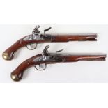 Good Brace of 20 Bore Flintlock Livery or Militia Pistols c.1725 by H. Delany
