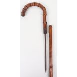 Cane Walking Stick With Concealed Dagger c.1900