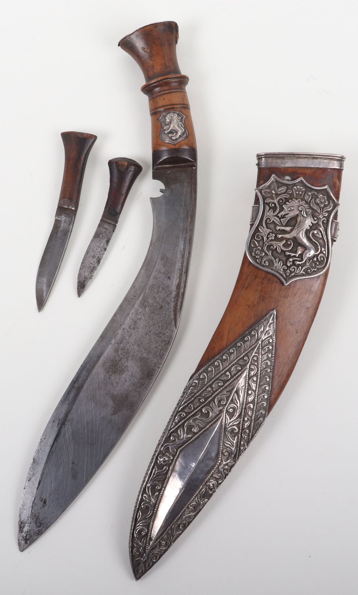 Indian Silver Mounted Box Kukri, 19th Century