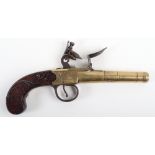 Brass Framed and Barrelled ‘Queen Anne’ Boxlock Flintlock Travelling Pistol by Archer, London c.1780