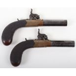 Good Pair of 54 Bore Boxlock Percussion Pocket Pistols by J. Hilliar of Birmingham