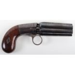 Unidentified 6 Shot .28” Ring Trigger Self Cocking Percussion Pepperbox Revolver c.1845-1855
