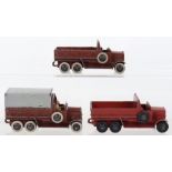 Three Dinky Toys 25s Six Wheel Wagons