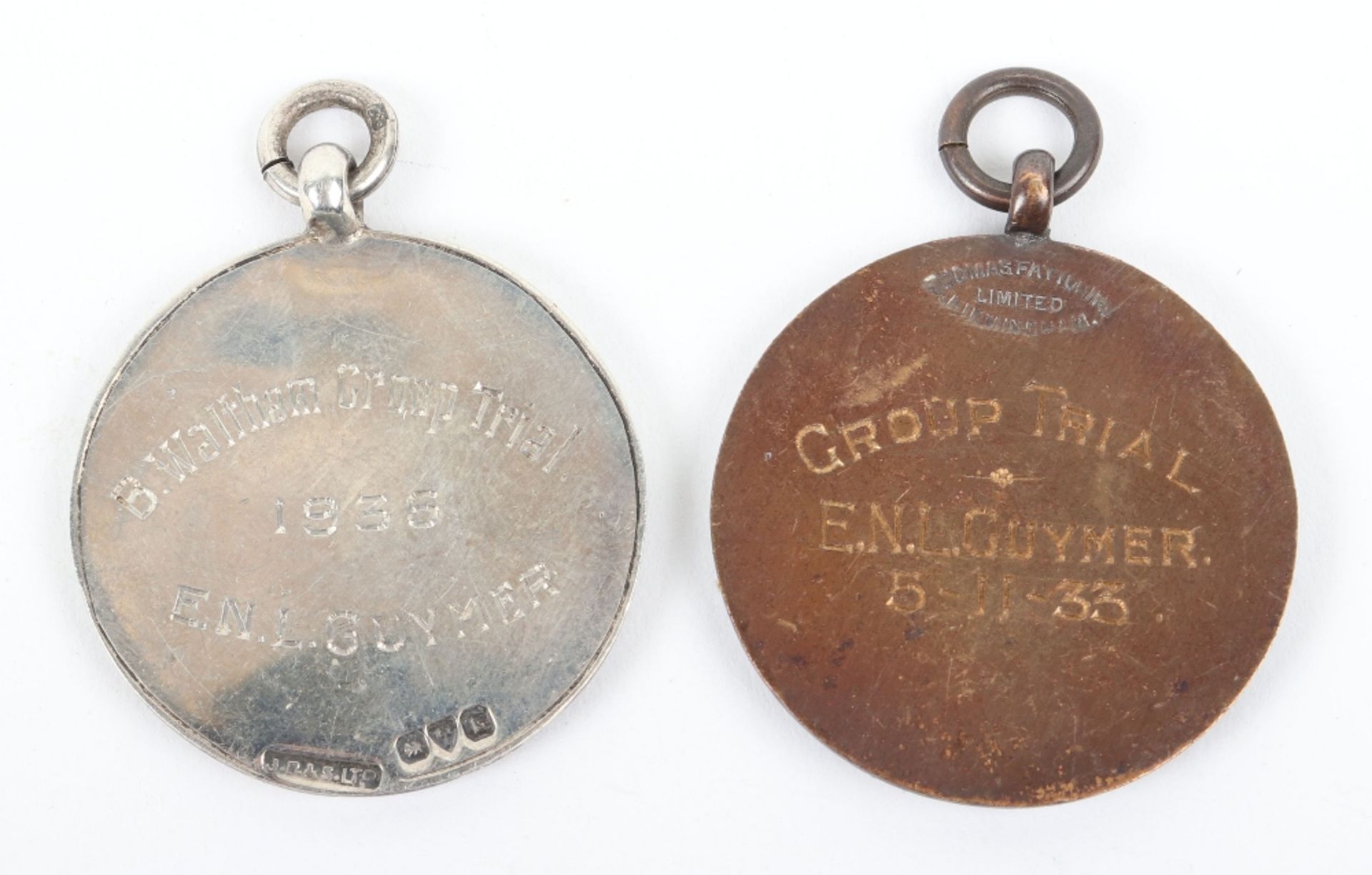 Pair of Pre War Enamelled Medals Awarded to Battle of Britain Aviator Sergeant E N L Guymer - Image 2 of 2