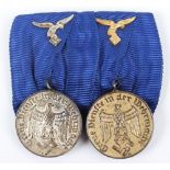 WW2 German Luftwaffe Long Service Court Mounted Medal Pair