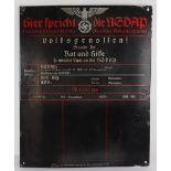 Third Reich Hier Spricht die NSDAP Enamel Building Plaque