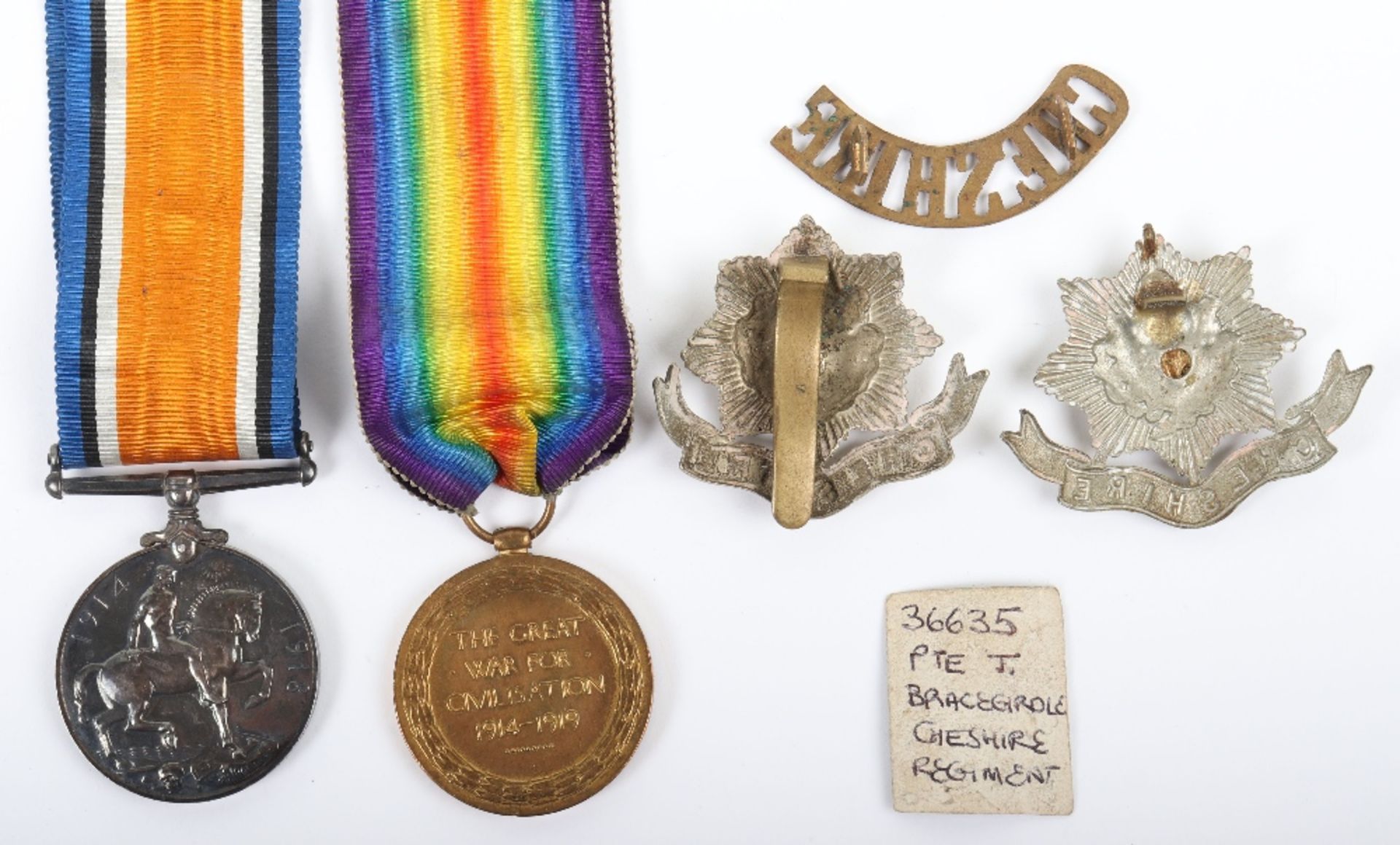 Great War 10th Battalion Cheshire Regiment 1918 Prisoner of War Medal Pair - Image 4 of 5