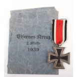 WW2 German 1939 Iron Cross 2nd Class in Hermann Aurich Maker Marked Paper Packet