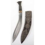 Fine Quality 20th Century Silver Mounted Burmese Gurkha Kukri