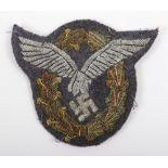 Scarce WW2 Luftwaffe Officers Pilot Observers Cloth Qualification Badge