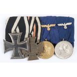 Imperial German and Third Reich Armed Forces Court Mounted Medal Group of Four