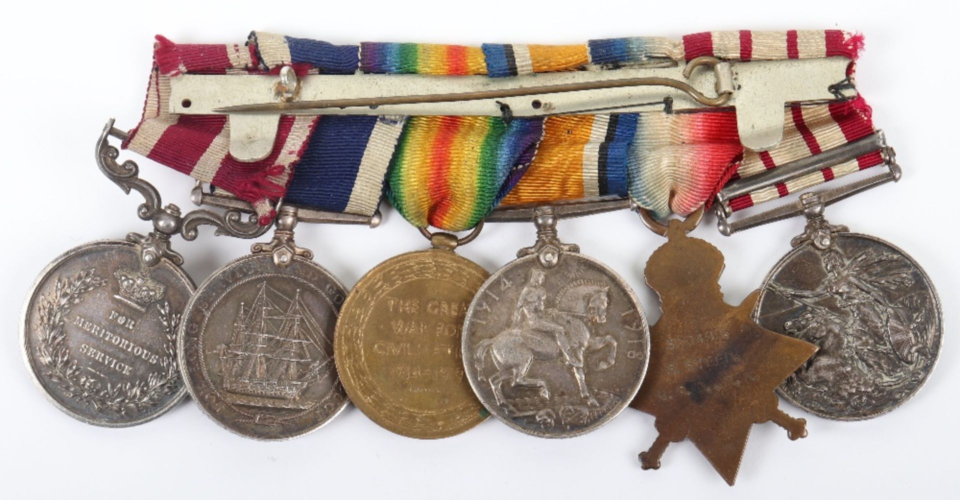 Great War Royal Naval Long Service and Meritorious Service Medal Group of Six - Image 8 of 10