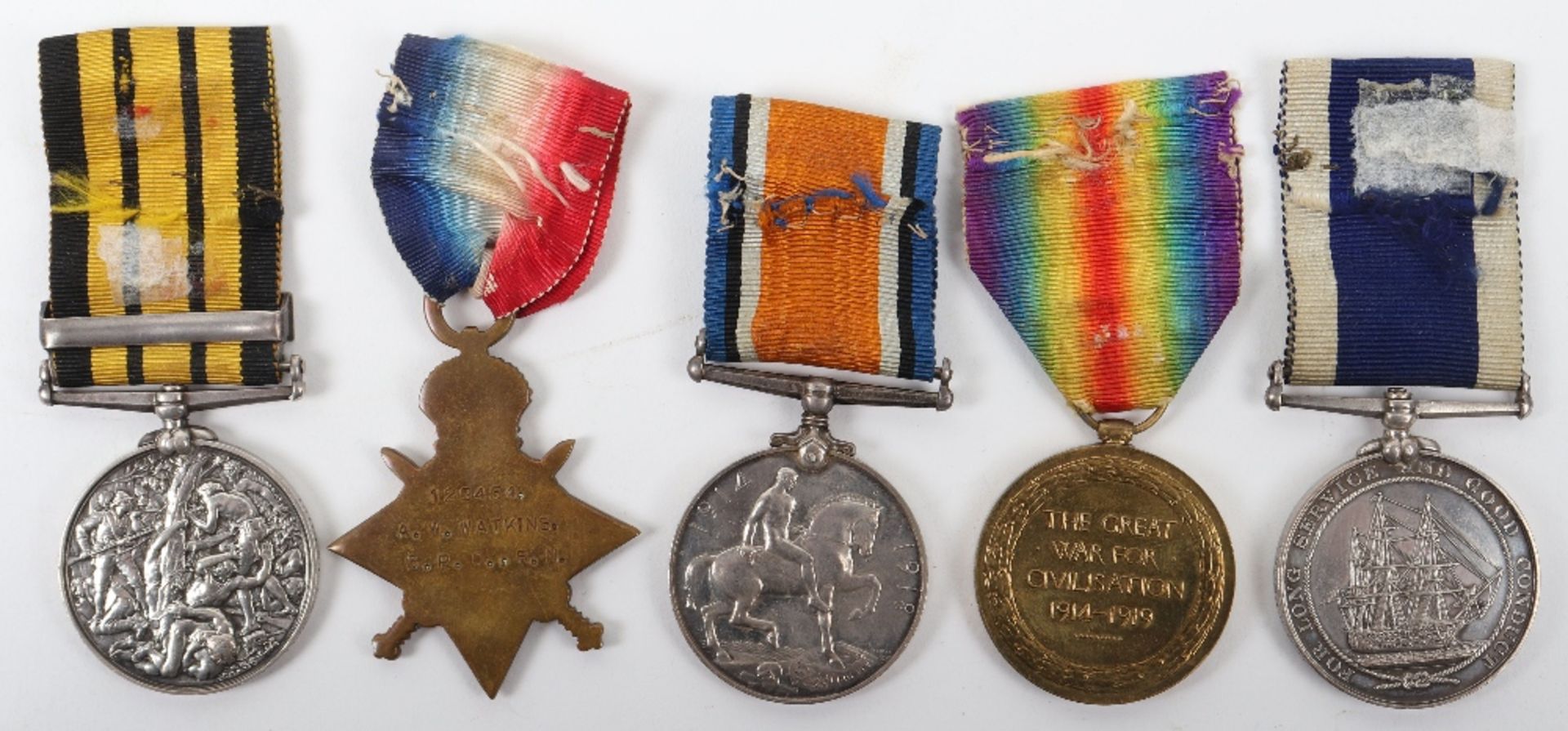 Royal Navy Great War and Victorian Naval Long Service Medal Group - Image 3 of 16