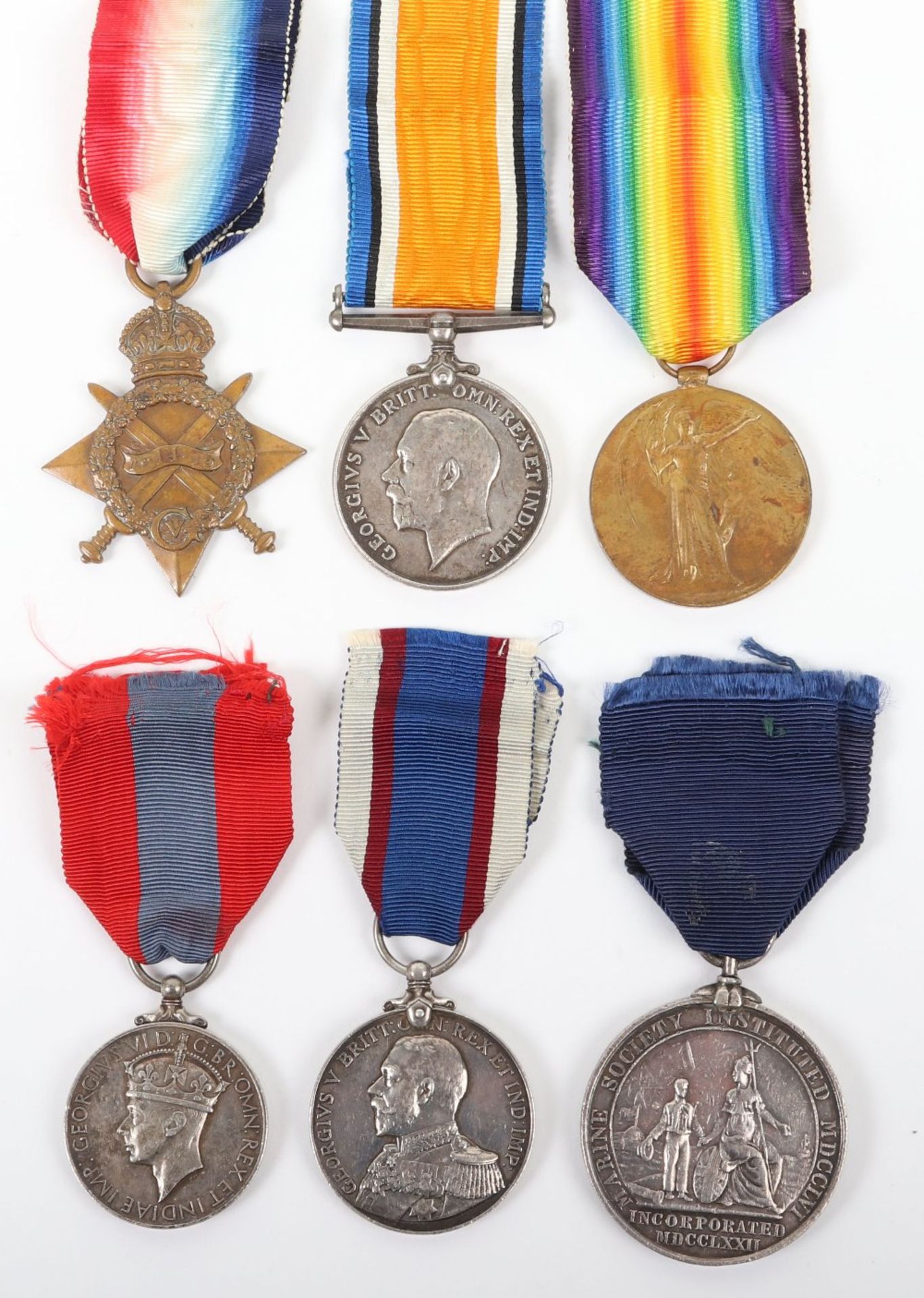 British Royal Navy WW1 Campaign and Royal Naval Fleet Reserve Long Service Medal Group of Six