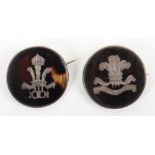 2x 10th Royal Hussars Tortoise Shell Sweetheart Brooches