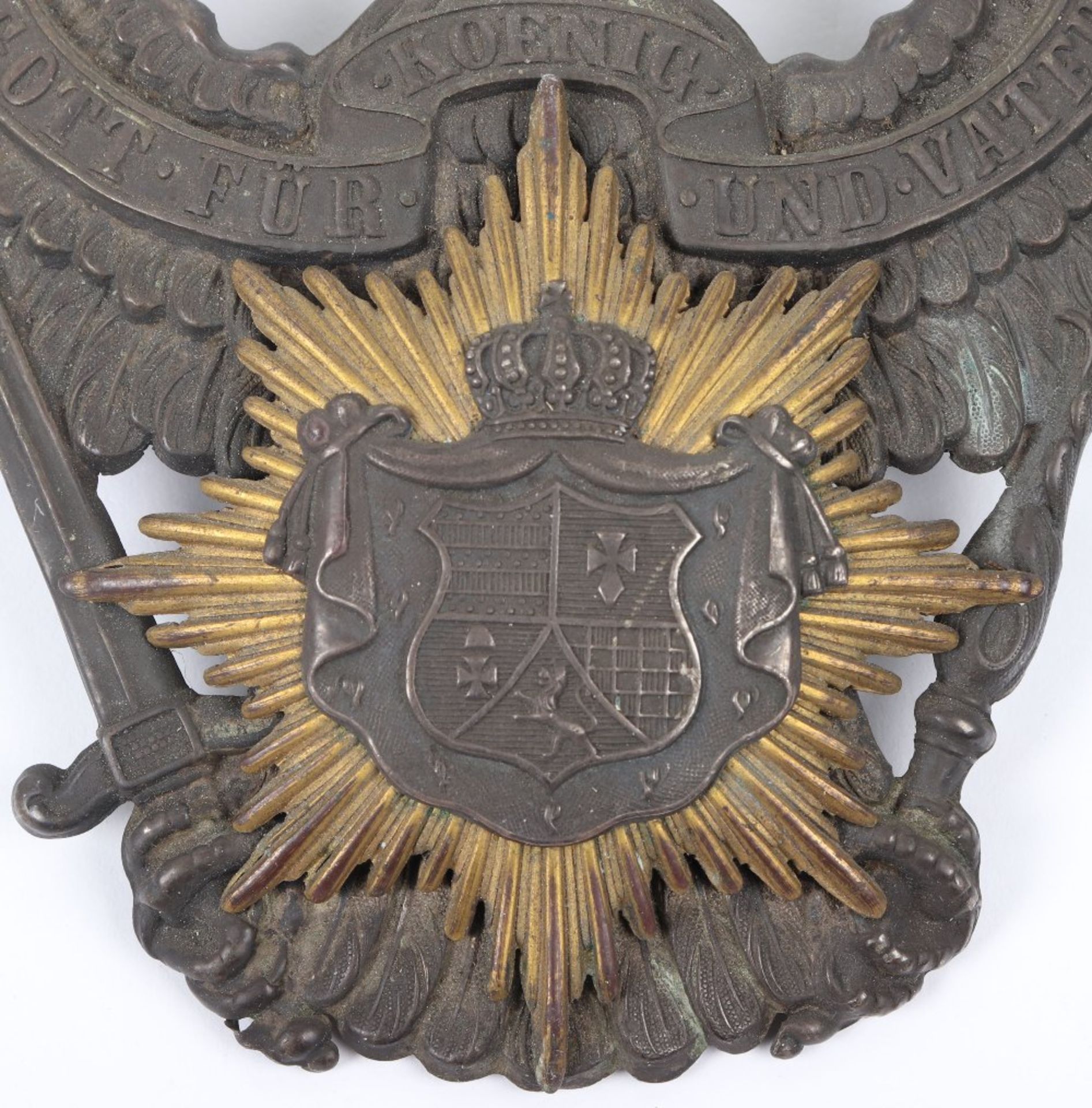 Rare Oldenburg Dragoon Regiment Nr 19 Officers Pickelhaube Plate - Image 2 of 4