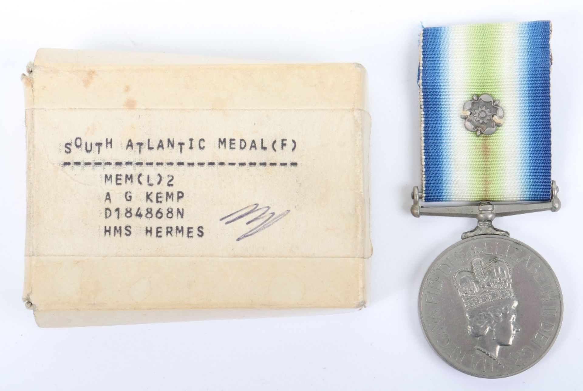 British EIIR Falklands War South Atlantic Campaign Medal HMS Hermes - Image 6 of 6