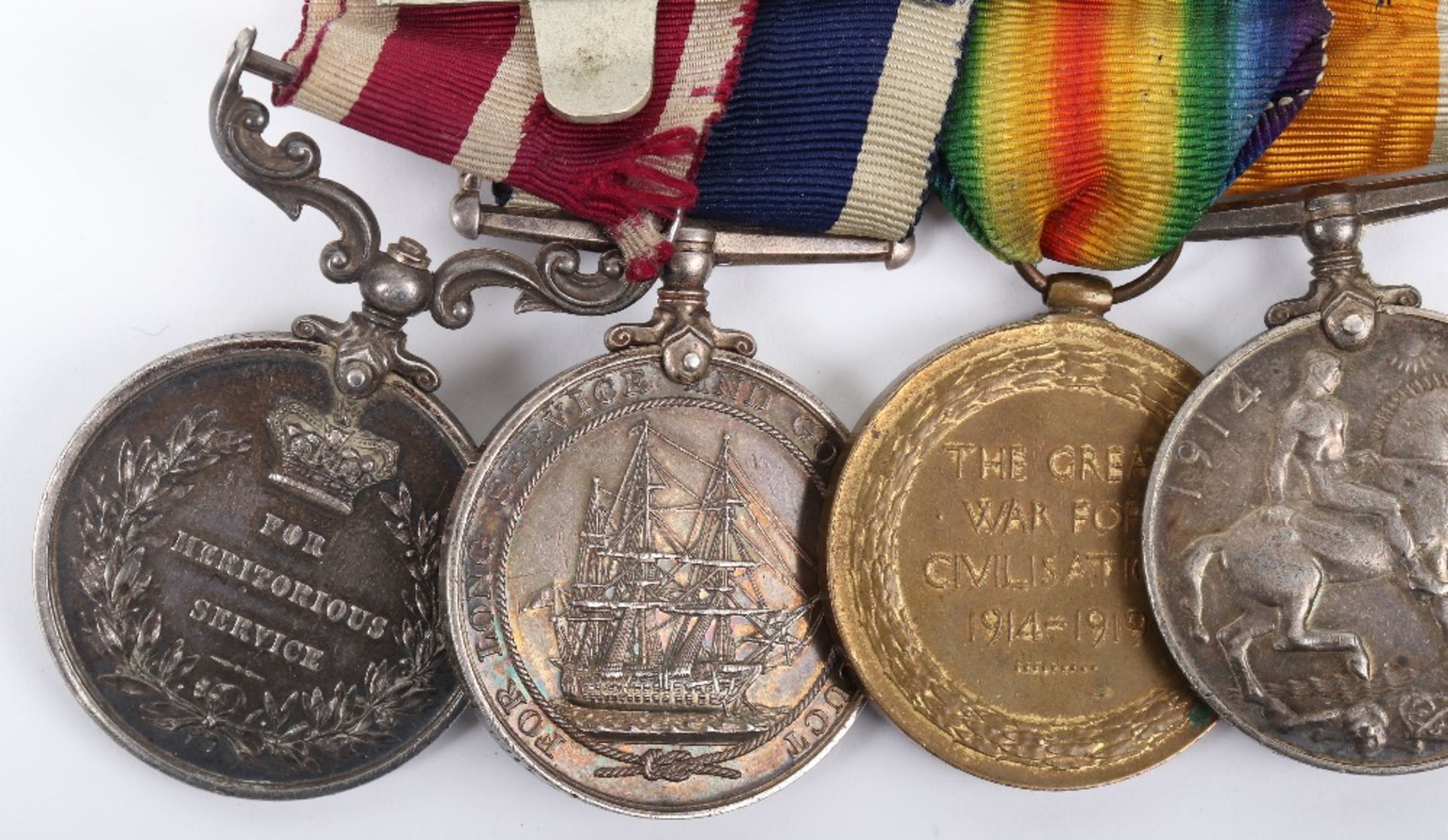 Great War Royal Naval Long Service and Meritorious Service Medal Group of Six - Image 10 of 10
