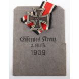 WW2 German 1939 Iron Cross 2nd Class in Paper Packet of Issue