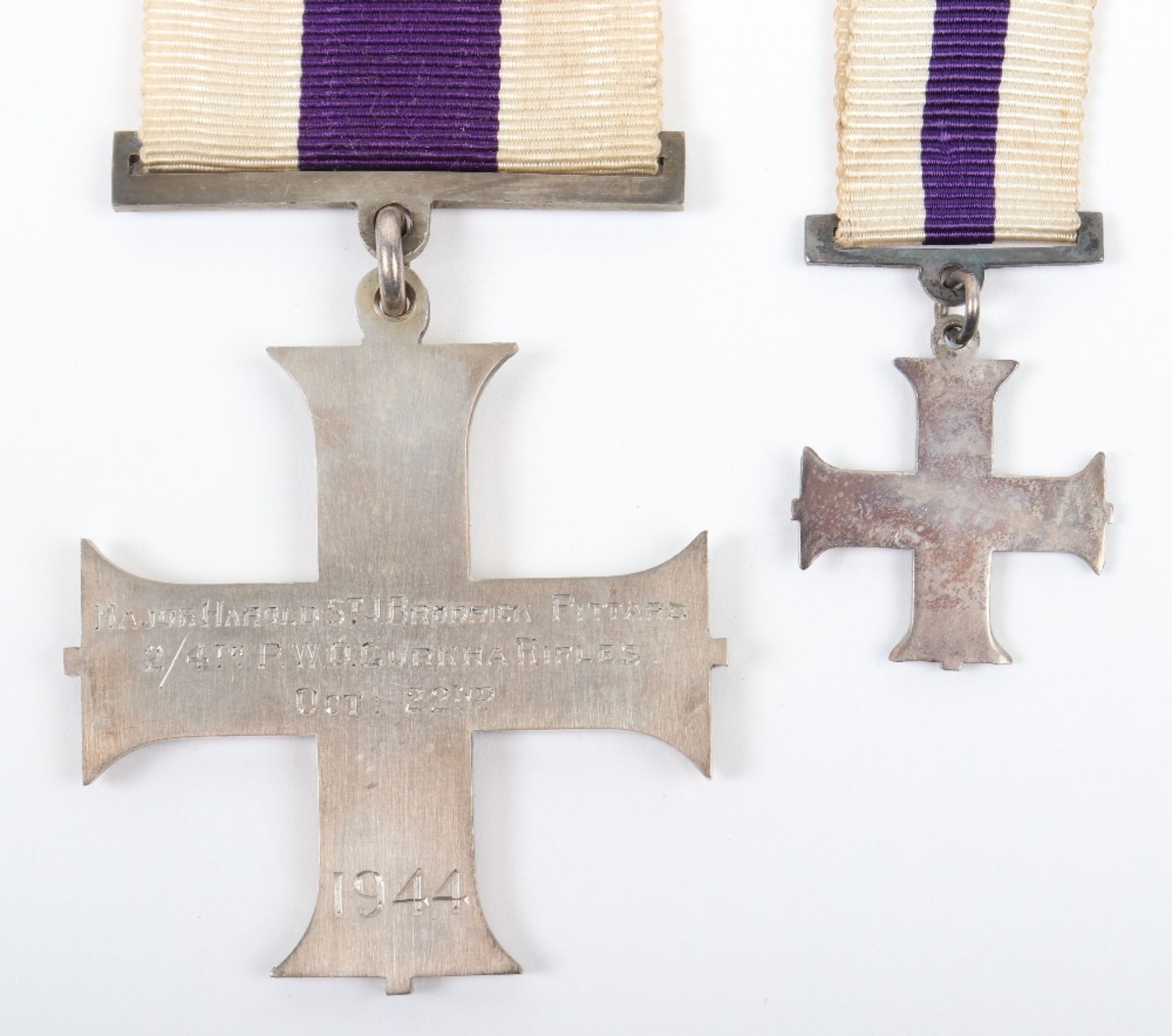 WW2 Italy Campaign 1944 Military Cross Casualty Medal Group of Five 2/4th Prince of Wales Own Gurkha - Image 3 of 6